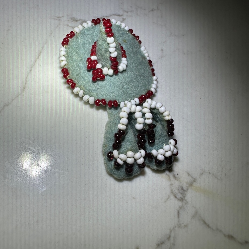 Set of 5 Vintage handmade Beaded Mini Charms - Moccasins, Sombrero, Turtle & Mor